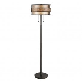 LAGUNA dark copper floor lamp with mosaic detail shade