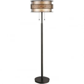 LAGUNA dark copper floor lamp with mosaic detail shade