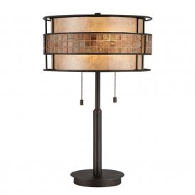 LAGUNA dark copper table lamp with mosaic detail shade