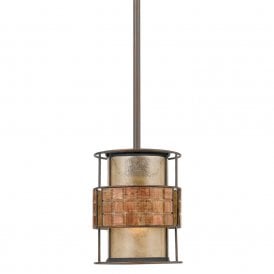 LAGUNA mini copper ceiling pendant light with mosaic tile detailing