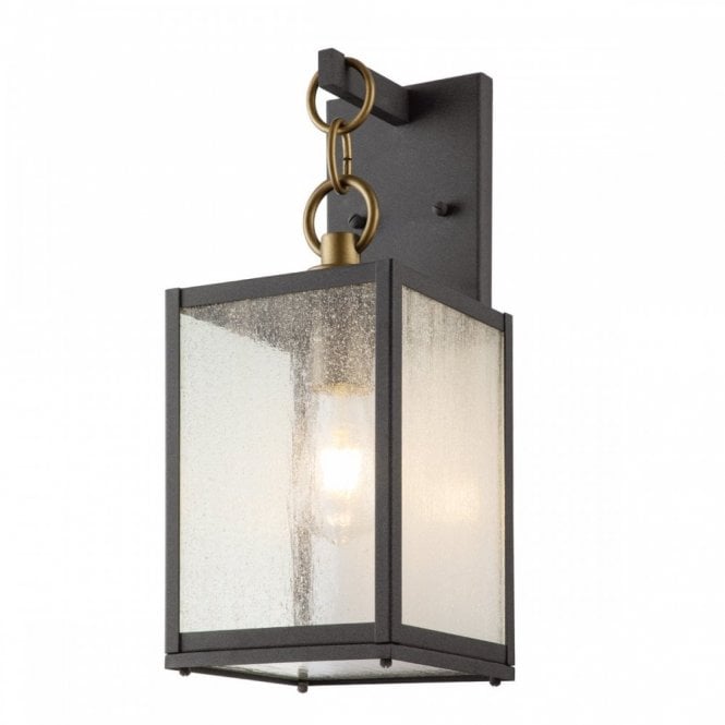 LAHDEN Medium Exterior Wall Light in Zinc and Seeded Glass