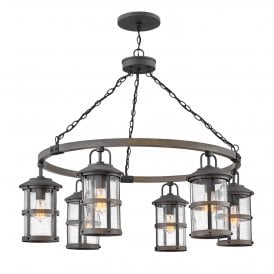 large outdoor chandelier zinc and seeded glass wall light