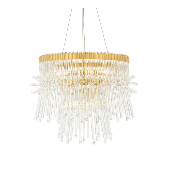 LANCE Xl Gold Plated Chandelier With Glass Rods