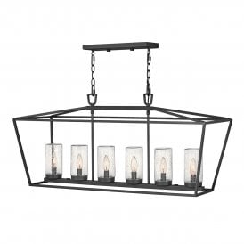 6 light outdoor black bar pendant 