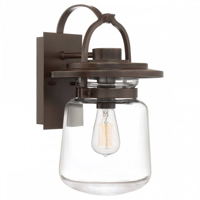 LASALLE Medium Bronze Wall Lantern with clear glass shade