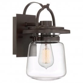 Small Wall Lantern in Bronze with Clear Glass Shade