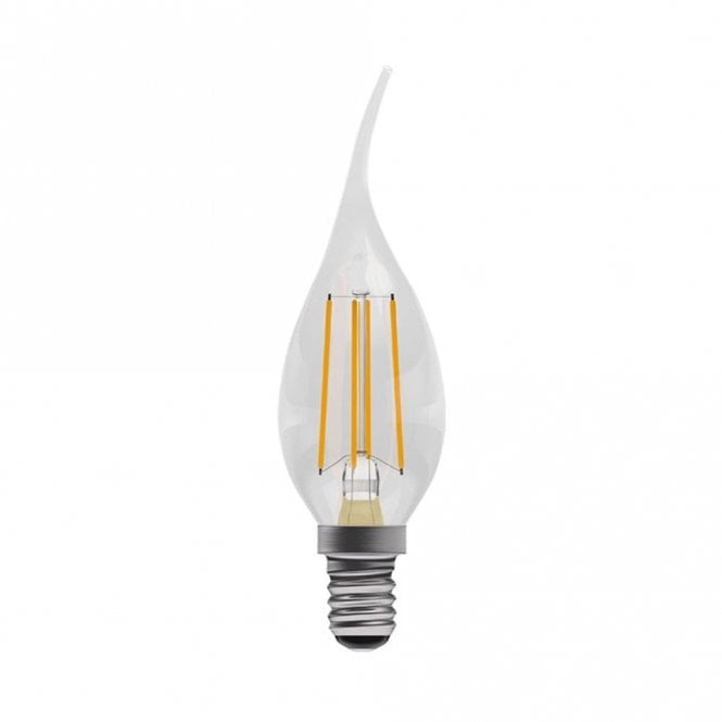 LED Filament Bent Tip Clear Candle Bulb - SES/E14