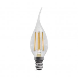 LED Filament Bent Tip Clear Candle Bulb - SES/E14
