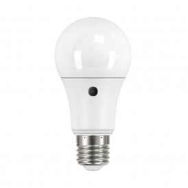 LED warm white 9 watt opal GLS bulb with photocell (ES/E27)