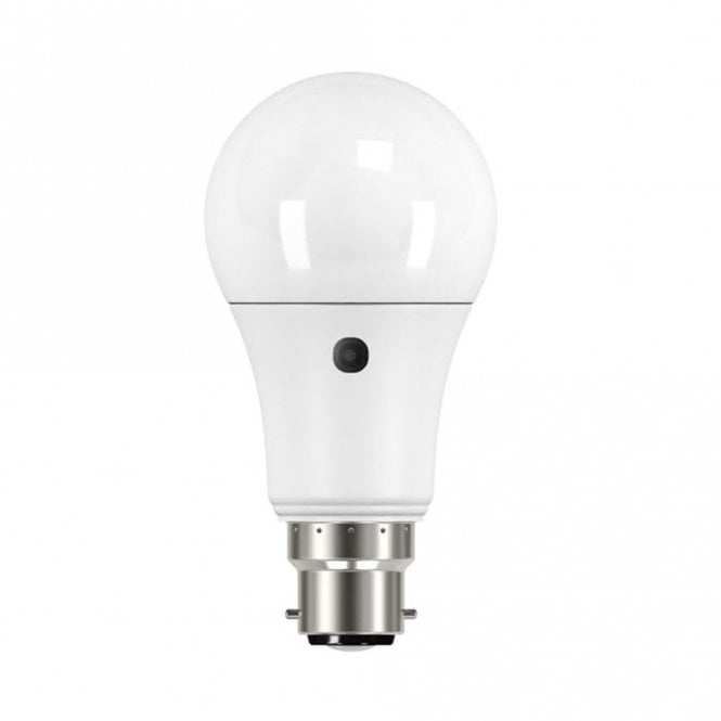 LED warm white opal GLS bulb with photocell (BC/B22)