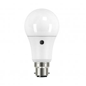 LED warm white opal GLS bulb with photocell  (BC/B22)