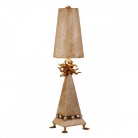 LEDA exuberant cream pyramid table lamp with gold and silver leaf detailing