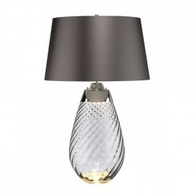 LENA smoke tinted glass table lamp with slate grey shade - large