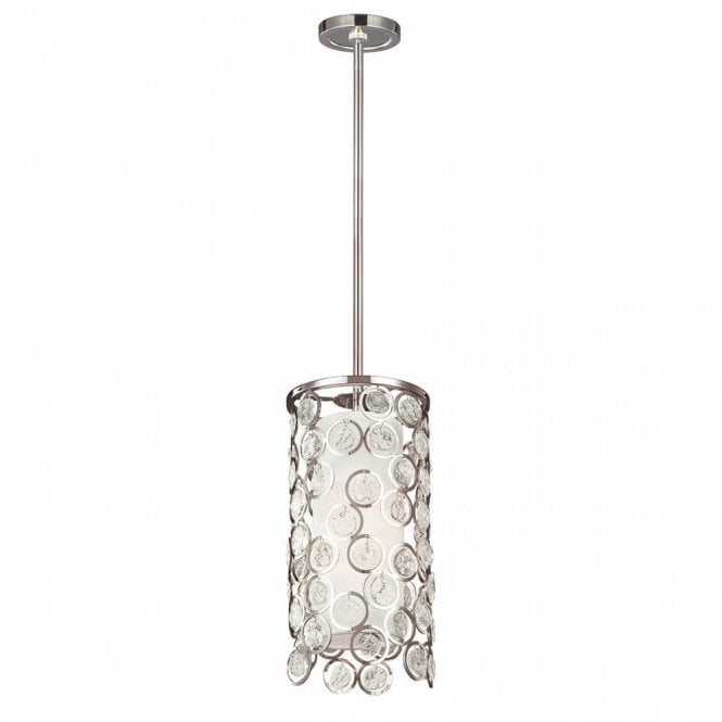 LEXI mini polished nickel ceiling pendant with textured crystals