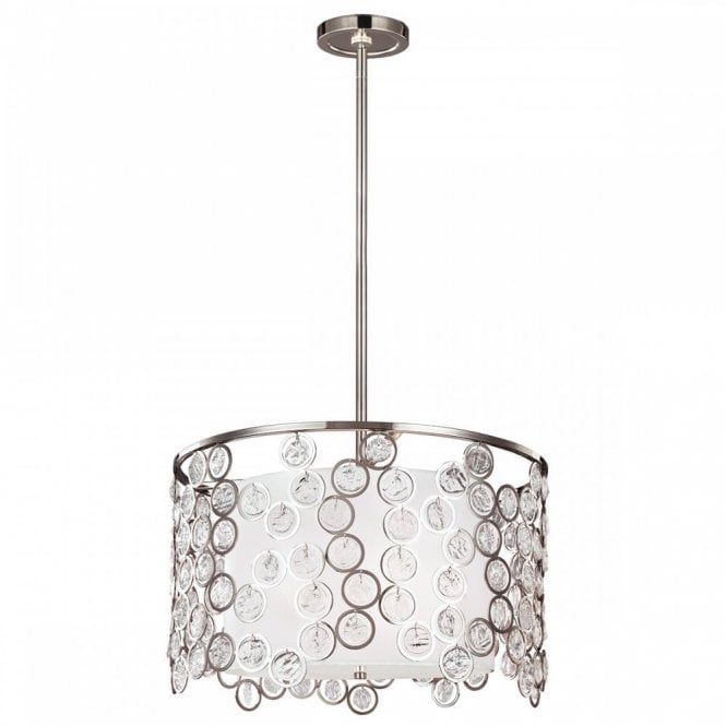LEXI modern polished nickel ceiling pendant with textured crystals