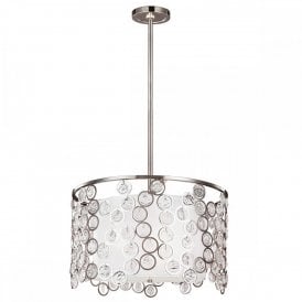 LEXI modern polished nickel ceiling pendant with textured crystals