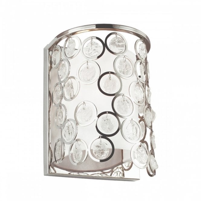 LEXI modern polished nickel wall light with textured crystals