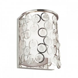 LEXI modern polished nickel wall light with textured crystals
