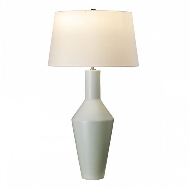 LEYTON pale sage green ceramic base table lamp with ivory shade