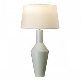 LEYTON pale sage green ceramic base table lamp with ivory shade