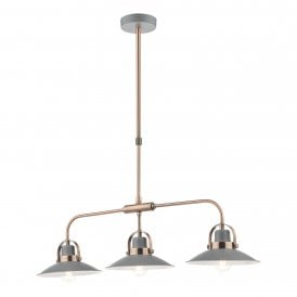 3 Light Ceiling Pendant Bar Graphite Copper