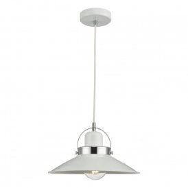 LIDEN retro ceiling pendant in white gloss with chrome detail