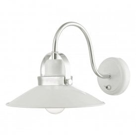 LIDEN retro style wall light in white gloss with chrome detail