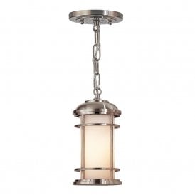 LIGHTHOUSE nautical style outdoor hanging porch lantern in brushed steel