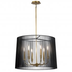 black metal slated with natural brass 6light 