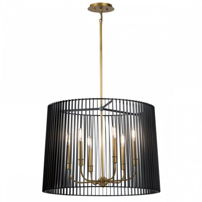 LINARA 6 Light Black and Brass detailing Chandelier