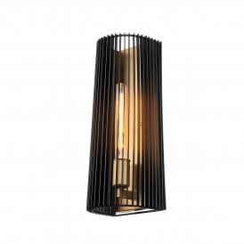 Wall Light in Brass with Matte Black Slatted Shade