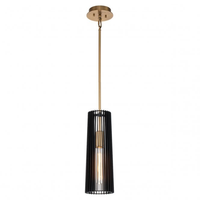 LINARA Black metal slated shade with brass single Pendant