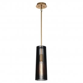 Brass and black slated single pendant 