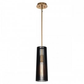 LINARA Black metal slated shade with brass single Pendant