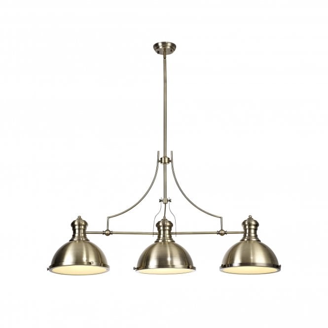 LINCOLN 3 light retro style island pendant in antique brass