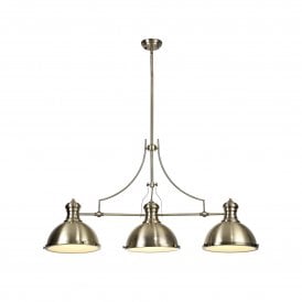 LINCOLN 3 light retro style island pendant in antique brass