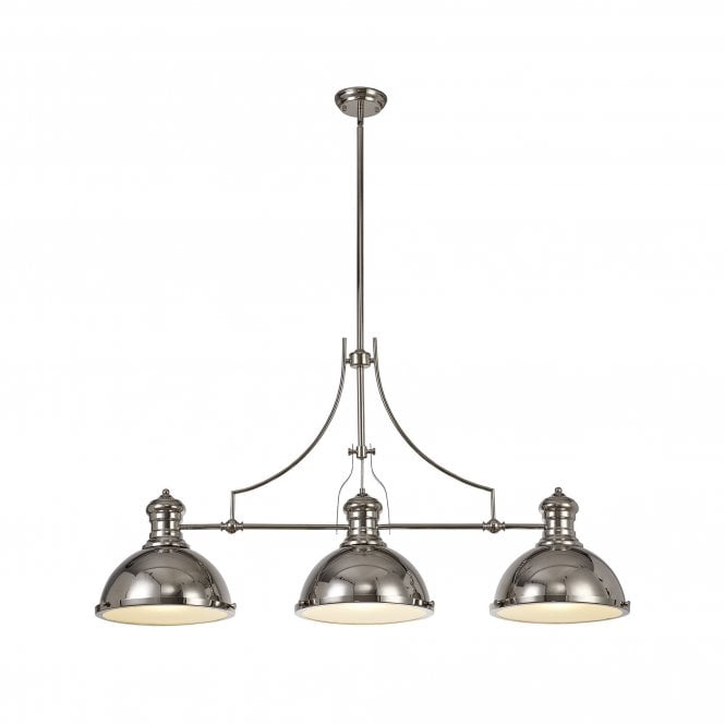 LINCOLN 3 light retro style island pendant in polished nickel