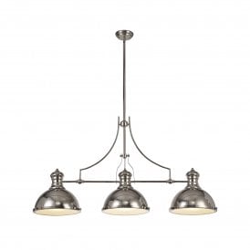 LINCOLN 3 light retro style island pendant in polished nickel