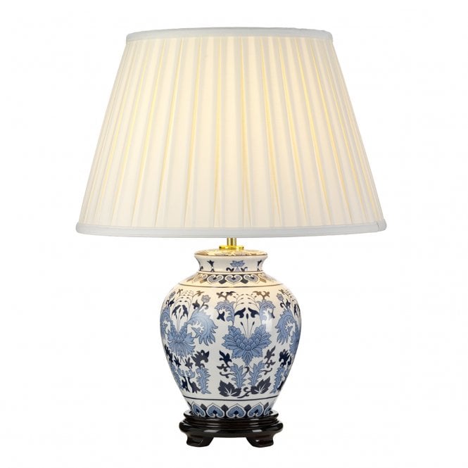 LINYI classic blue and white Chinese style ginger jar table lamp with shade