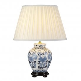 LINYI classic blue and white Chinese style ginger jar table lamp with shade