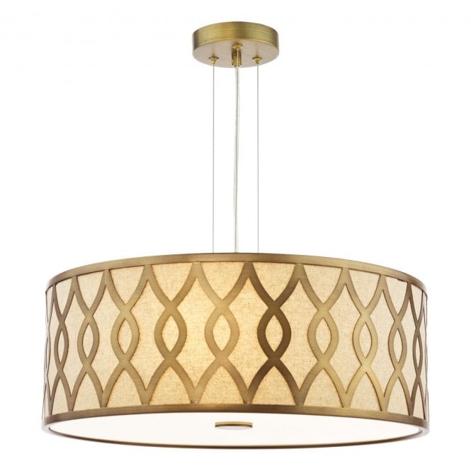 Locryn 4 Light Brushed Bronze Ceiling Pendant with Taupe Shade