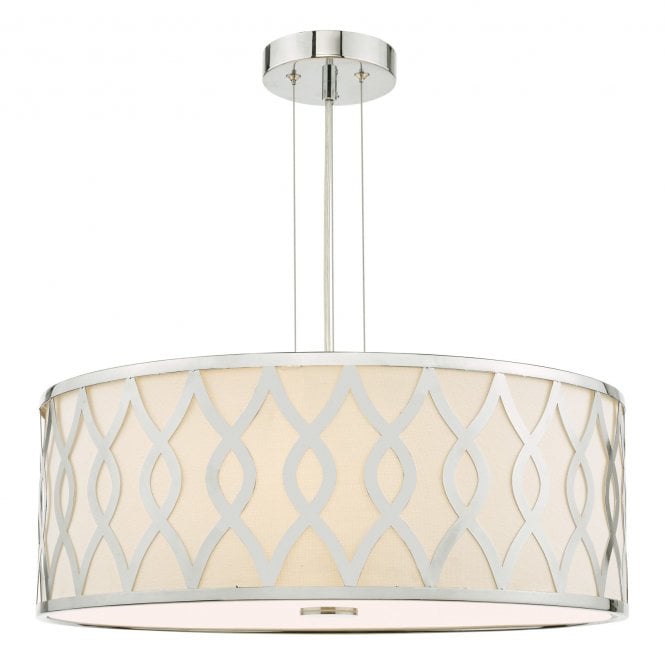 Locryn 4 Light Polished Chrome Ceiling Pendant Polished with Ivory Shade