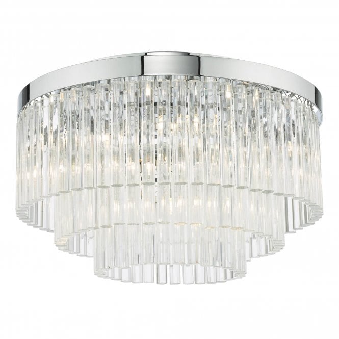 LOGAN 5 Light Flush Polished Chrome Glass