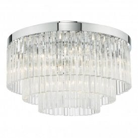 LOGAN 5 Light Flush Polished Chrome Glass