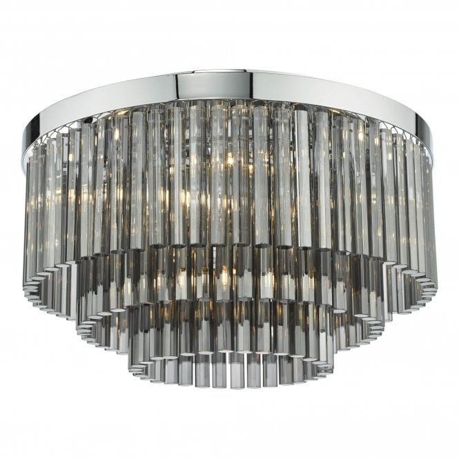LOGAN 5 Light Flush Polished Chrome Smoked Glass