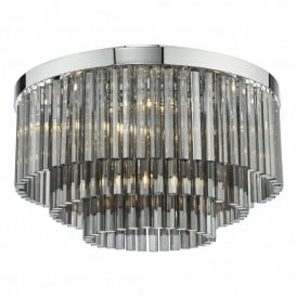 LOGAN 5 Light Flush Polished Chrome Smoked Glass
