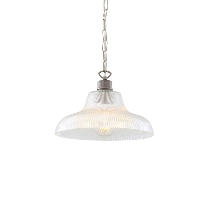 LONDON ribbed glass hanging ceiling pendant on antique silver fitting