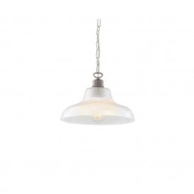LONDON ribbed glass hanging ceiling pendant on antique silver fitting