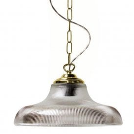LONDON ribbed glass hanging ceiling pendant on gold brass fitting