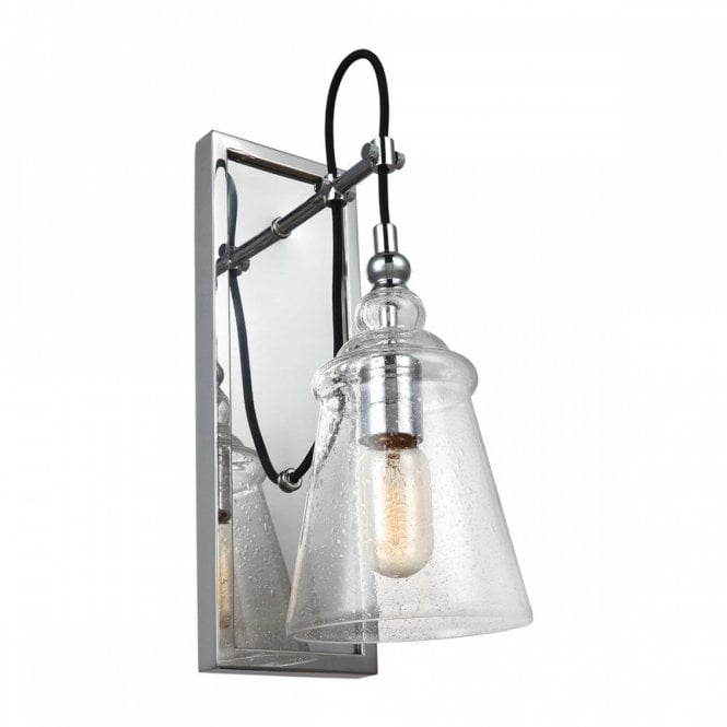 LORAS 1 Light Wall Light | Chrome | Clear Seeded Glass
